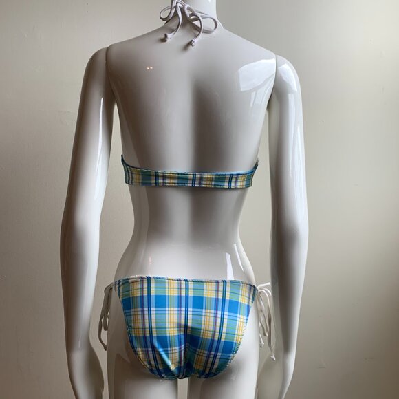 Aaron Chang blue wave reversible to plaid bikini - Picture 9 of 9